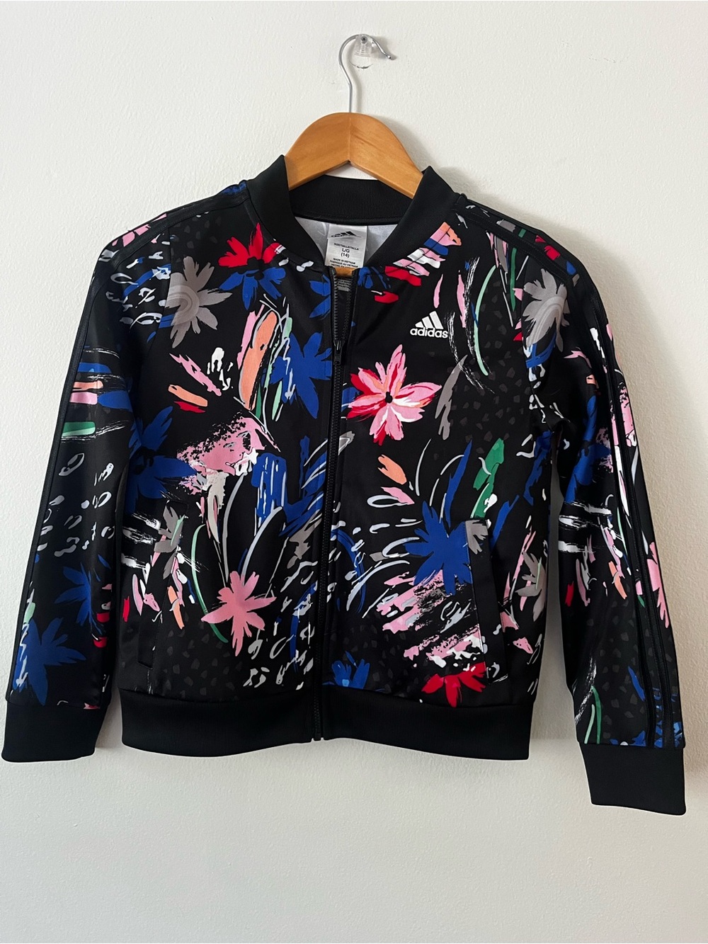 Adidas Kids' Black Floral Zip-Up Jacket